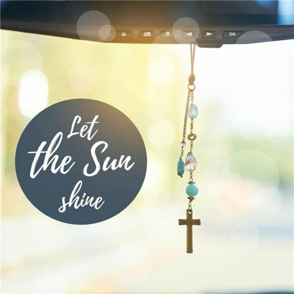 Crystal cross car mirror hanging sun catcher rearview mirror charm car accessory - Picture 3 of 7